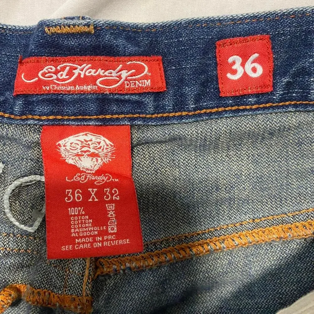 Ed Hardy Death or Glory skull men’s jeans size‎ 36 grunge alt y2k